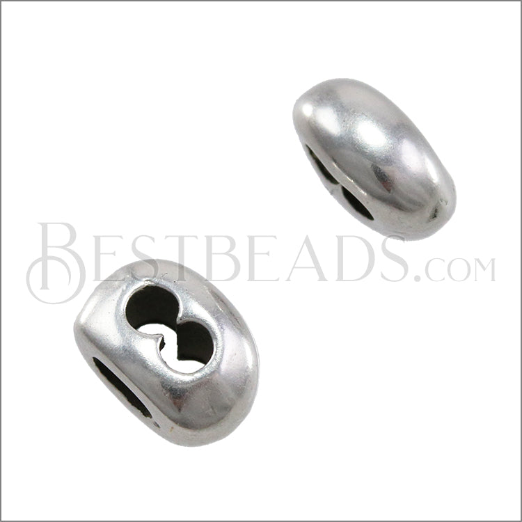 2.5mm round DOUBLE STRAND bead ANT SILVER - 10 pcs