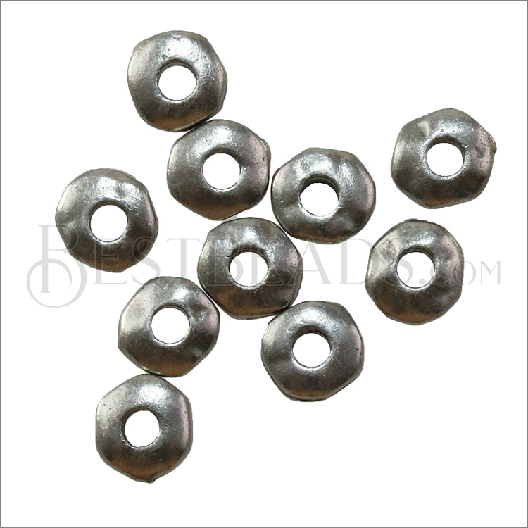 2mm round NUGGET Bead ANT SILVER - 10 pcs