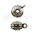 2mm round SUNBURST w/ loop Bead ANT SILVER - 10 pcs