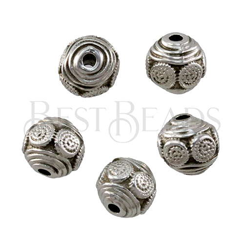 2mm round SPIRAL CONCHO Bead ANT SILVER - 10 pcs
