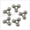3mm round TRIPLE BALL bead ANT SILVER - 10 pcs