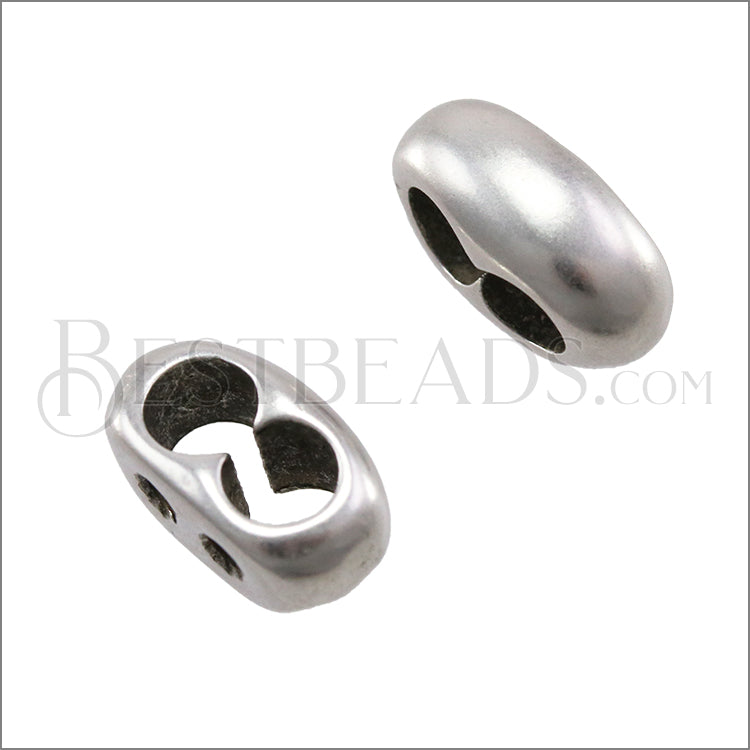 5mm round DOUBLE STRAND bead ANT SILVER - 10 pcs