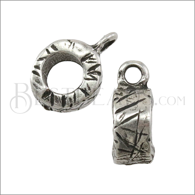 5mm round ETCHED CHARM bead ANT SILVER - 10 pcs