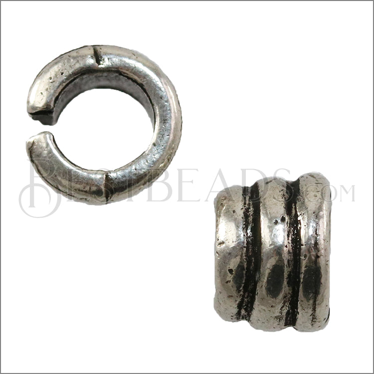 5mm round OPEN SPIRAL bead ANT SILVER - 10 pcs
