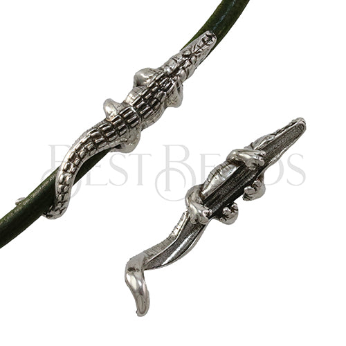 5mm round ALLIGATOR bead ANT SILVER - 2 pcs