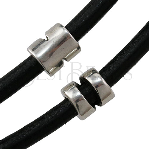 5mm round SHORT CUT OUT bead ANT SILVER - 5 pcs