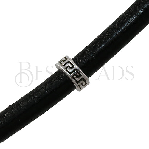 5mm round GREEK MEANDER bead ANT SILVER - 10 pcs