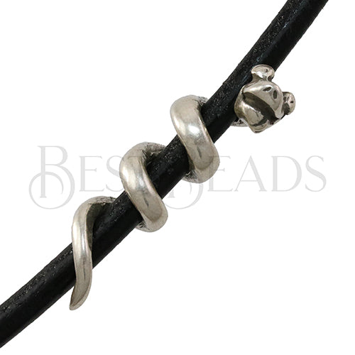5mm round SILLY SNAKE bead ANT SILVER - 2 pcs