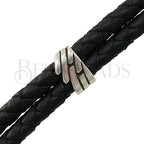5mm DOUBLE round VENETIAN PUZZLE (LEFT & RIGHT) bead ANT SILVER - 5 PAIRS