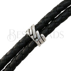 5mm DOUBLE round VENETIAN PUZZLE (LEFT & RIGHT) bead ANT SILVER - 5 PAIRS