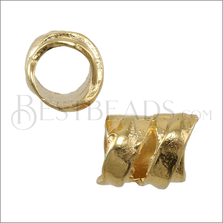 5mm round RIBBON WRAP bead SHINY GOLD - 10 pcs