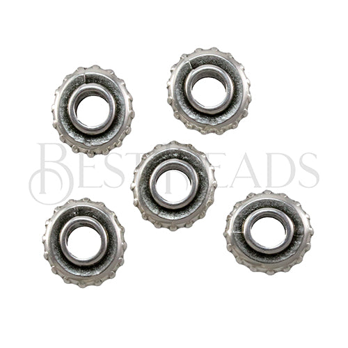 5mm round TRACTOR TIRE bead ANT SILVER - 10 pcs
