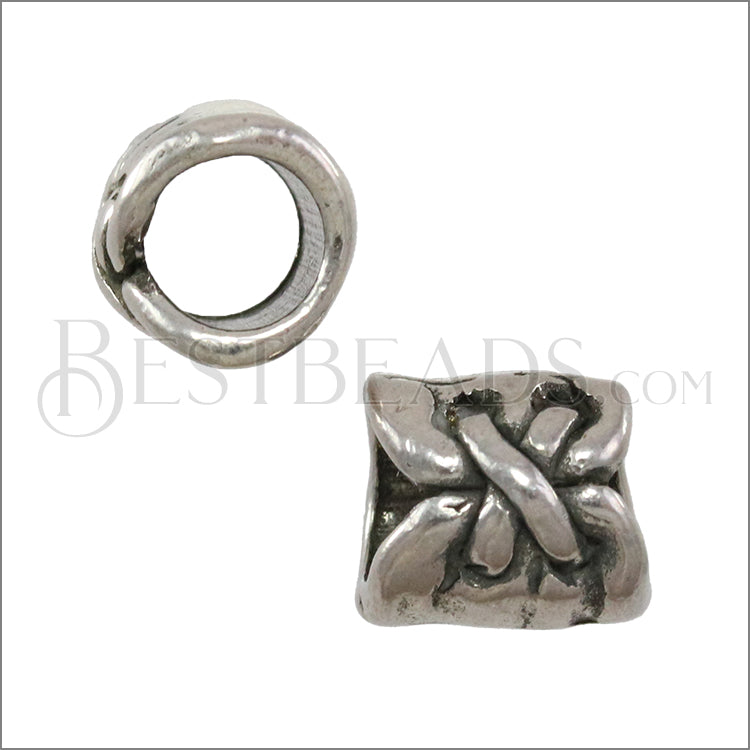 5mm round STITCHED CUFF bead ANT SILVER - 10 pcs