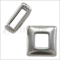 10mm flat SQUARE FRAME slider ANT SILVER - 10 pcs