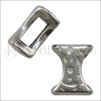 5mm flat HAMMERED BOWTIE slider ANT SILVER - 10 pcs