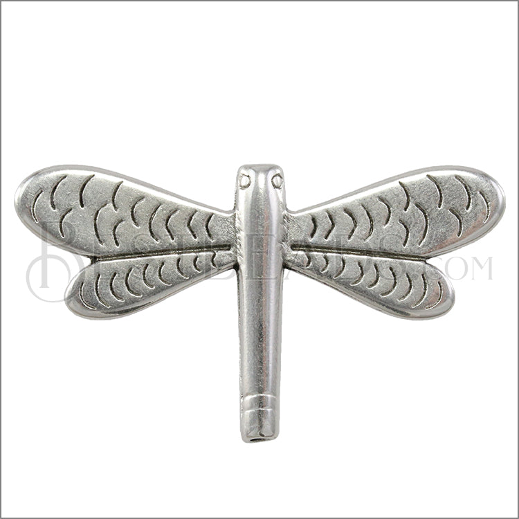 2mm round DRAGONFLY slider ANT SILVER - 5 pcs