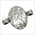 5mm round HAMMERED DISC W/ 2 HOLES slider ANT SILVER - 5 pcs