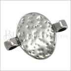5mm round HAMMERED DISC W/ 2 HOLES slider ANT SILVER - 5 pcs