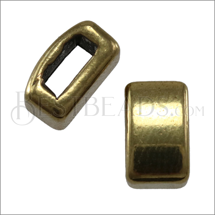 5mm flat PLAIN BAR slider ANT BRASS - 10 pcs