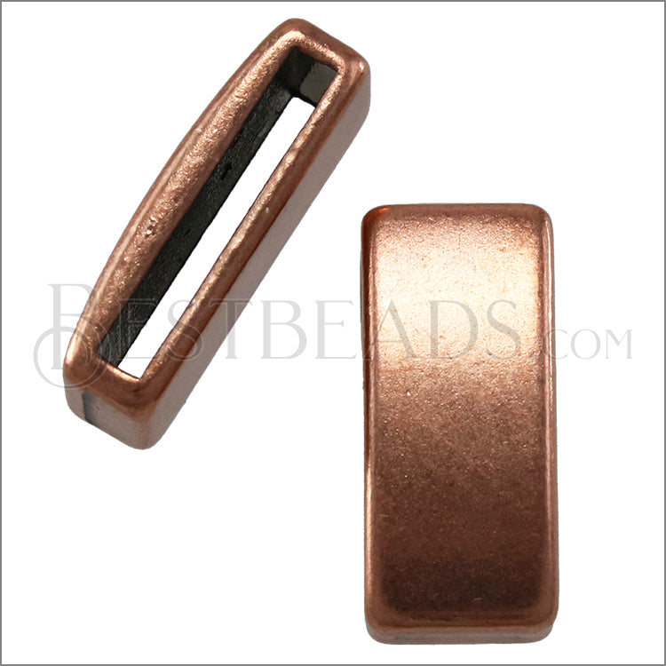 15mm flat PLAIN BAR slider ANT COPPER - 10 pcs