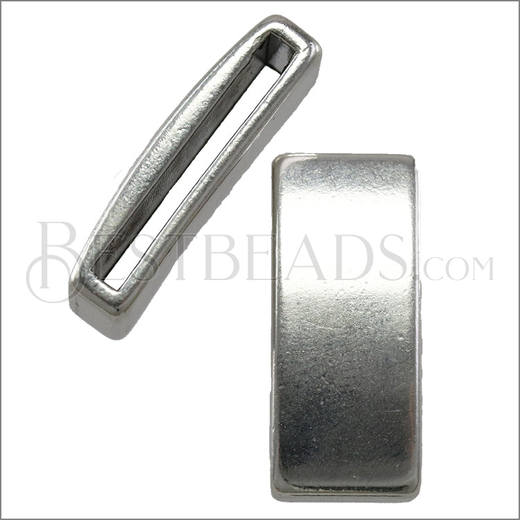 20mm flat PLAIN BAR slider ANT SILVER - 10 pcs