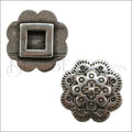 10mm flat BALI FLOWER slider ANT SILVER - 10 pcs