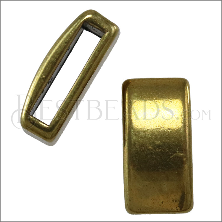 10mm flat PLAIN BAR slider ANT BRASS - 10 pcs