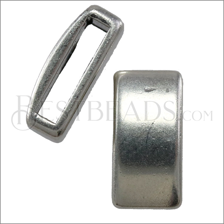 10mm flat PLAIN BAR slider ANT SILVER - 10 pcs