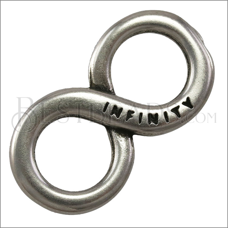 multi round ENGRAVED INFINITY slider ANT SILVER - 10 pcs