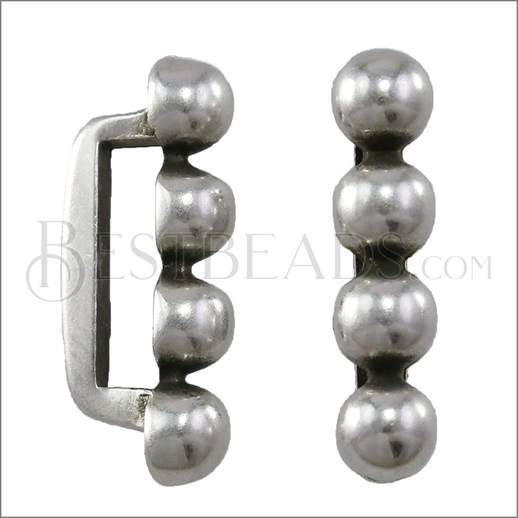 10mm flat 4 DOT BAR spacer ANT SILVER - 10 pcs