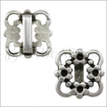 10mm flat FLOWER FRAME spacer ANT SILVER - 10 pcs