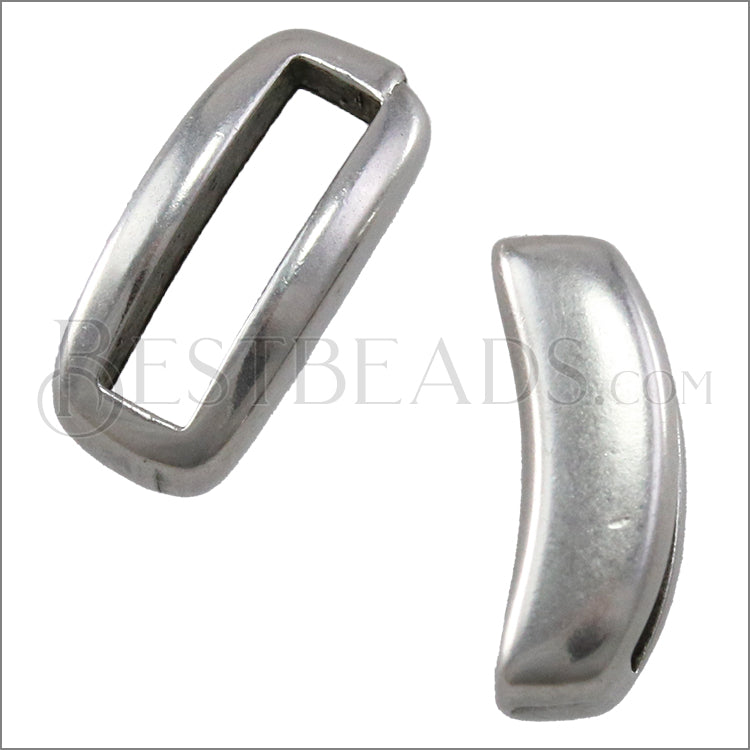 10mm flat CRESCENT spacer ANT SILVER - 10 pcs