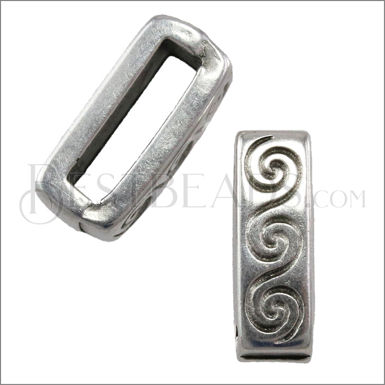 10mm flat WAVE spacer ANT SILVER - 10 pcs