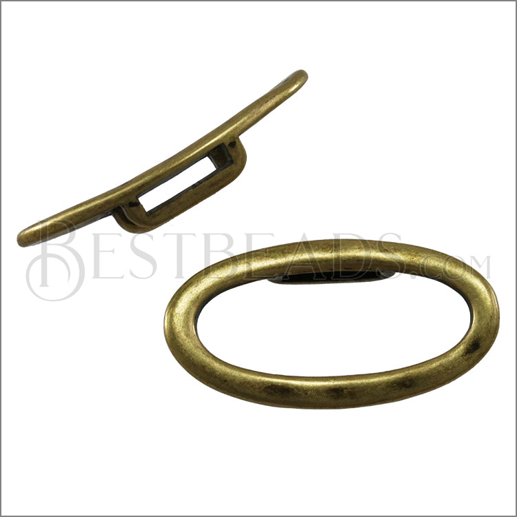 10mm flat OVAL RING spacer ANT BRASS - 10 pcs