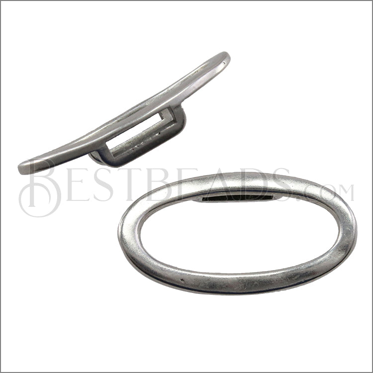 10mm flat OVAL RING spacer ANT SILVER - 10 pcs