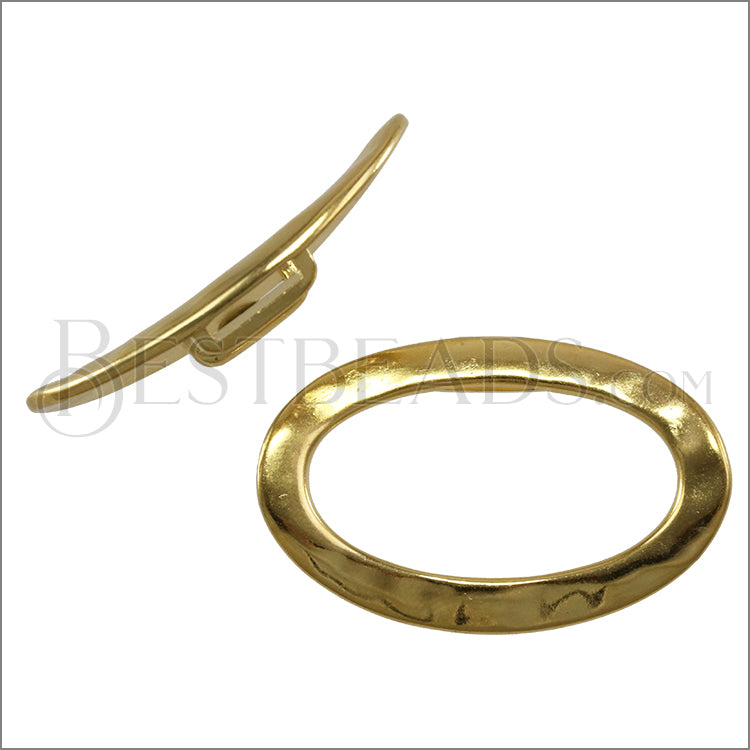 10mm flat HAMMERED OVAL spacer GOLD - 5 pcs