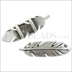 10mm flat FEATHER spacer ANT SILVER - 10 pcs