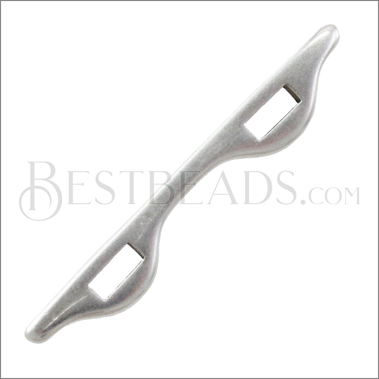 5mm flat WIDE 2 STRAND spacer ANT SILVER - 10 pcs