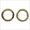10mm flat HAMMERED RING spacer ANT BRASS - 5 pcs