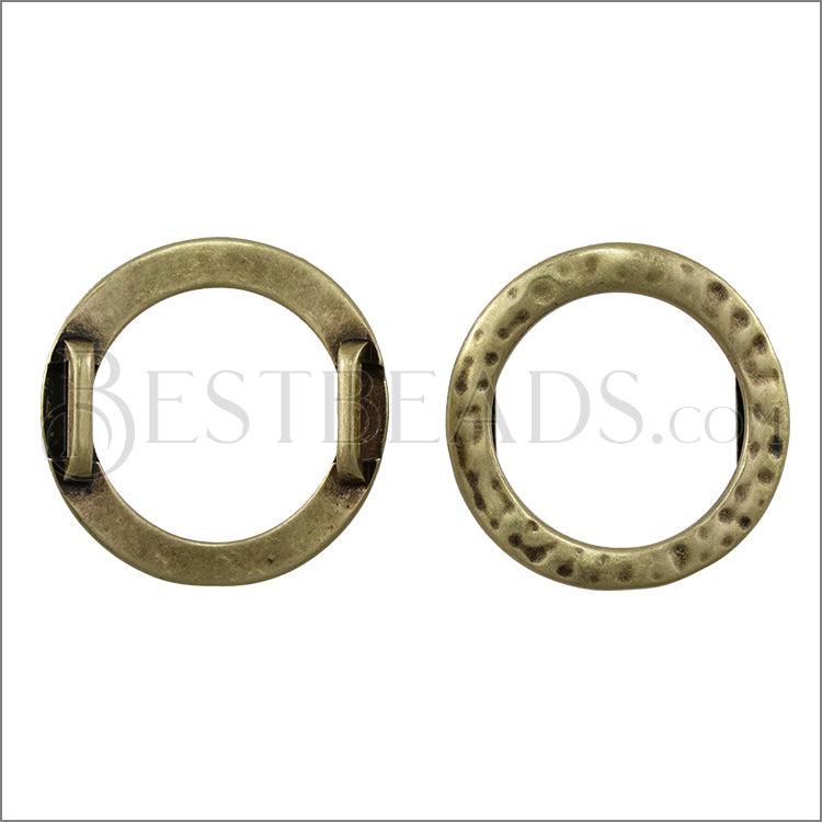 10mm flat HAMMERED RING spacer ANT BRASS - 5 pcs