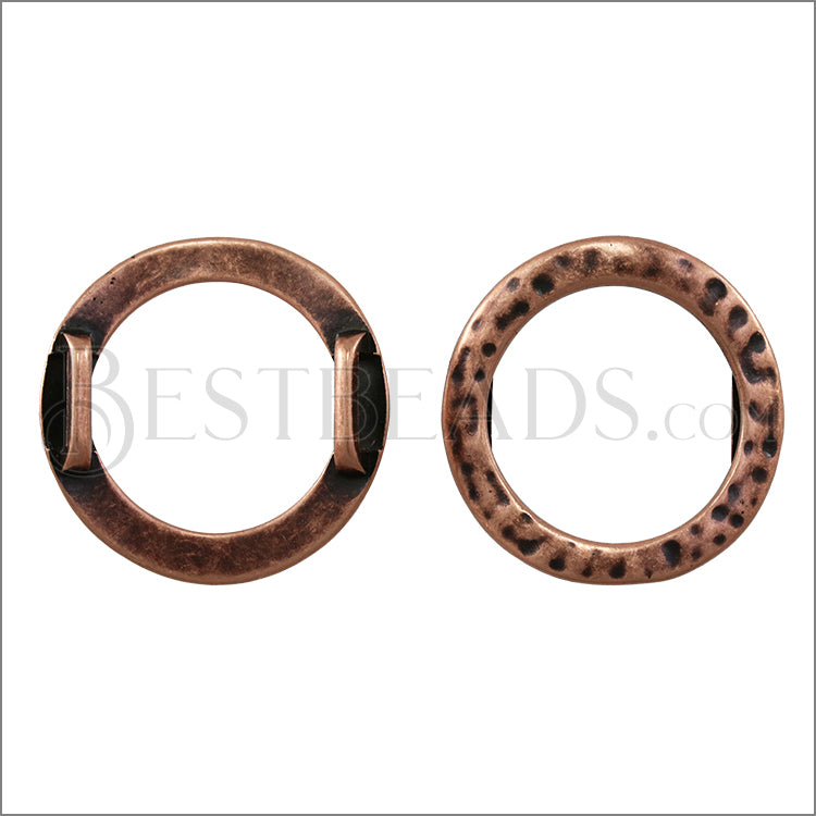 10mm flat HAMMERED RING spacer ANT COPPER - 5 pcs