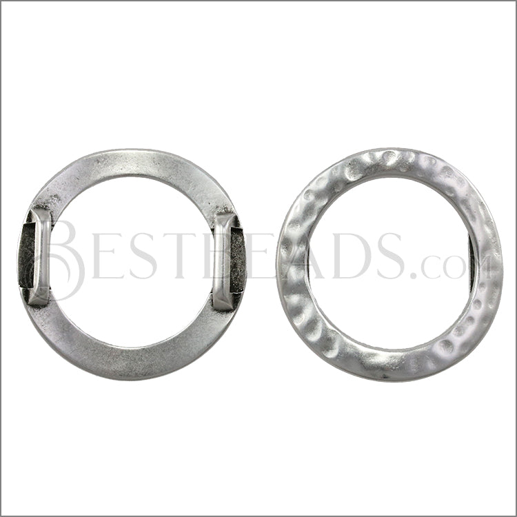 10mm flat HAMMERED RING spacer ANT SILVER - 5 pcs