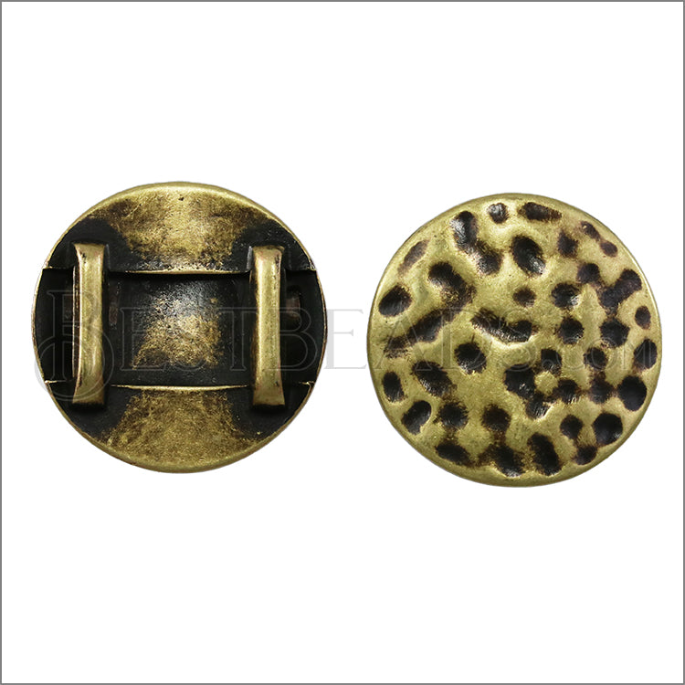 10mm flat HAMMERED CIRCLE spacer ANT BRASS - 10 pcs