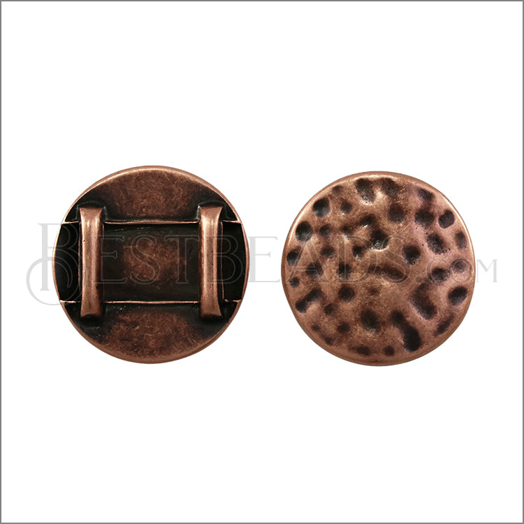 10mm flat HAMMERED CIRCLE spacer ANT COPPER - 10 pcs