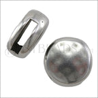 10mm flat HAMMERED ROUND slider ANT SILVER - 10 pcs