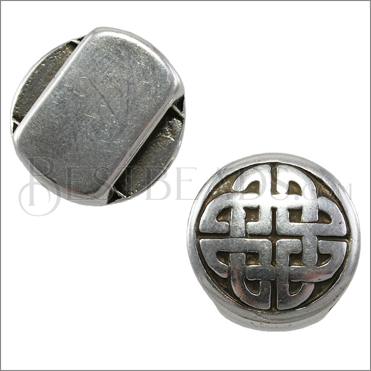 10mm flat ROUND CELTIC KNOT spacer ANT SILVER - 5 pcs