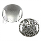 10mm flat LG PAISLEY DISC spacer ANT SILVER - 5 pcs