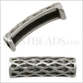 5mm flat WOVEN TUBE spacer ANT SILVER - 10 pcs
