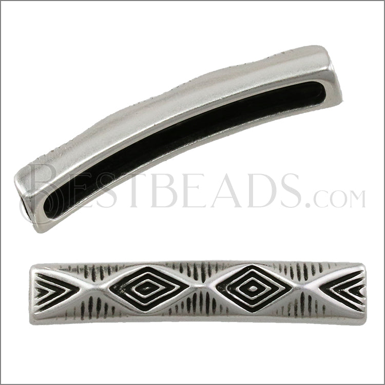 5mm flat LONG AZTEC spacer ANT SILVER - 10 pcs