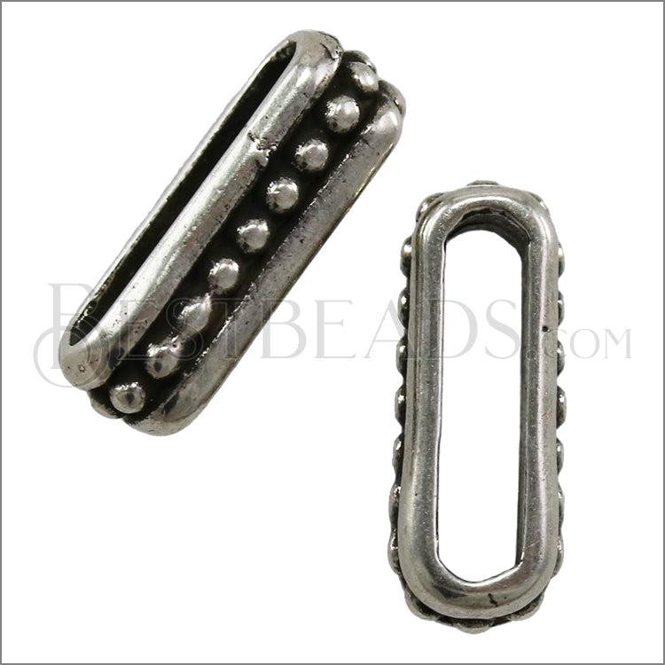 10mm flat SMALL DOTS spacer ANT SILVER - 10 pcs